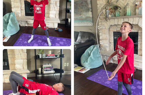 child doing yoga and mindfulness exercises in a private session at their home.